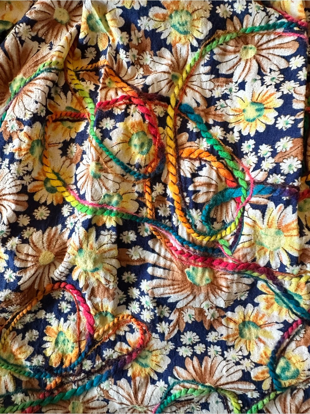 Tatyana Retro Floral Sundress with Multicolor Yarn Accents size XXL - Picture 11 of 13